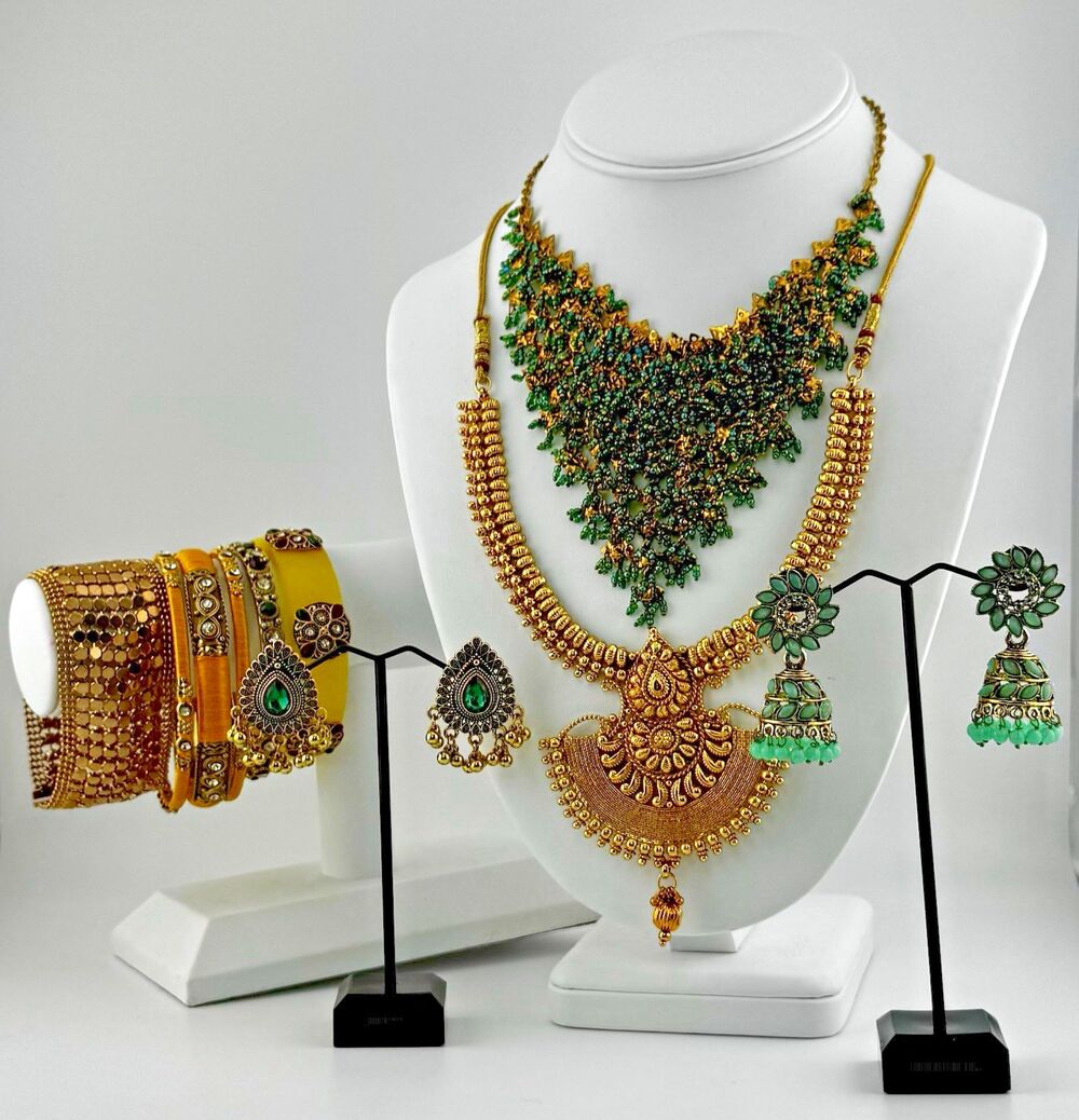 Asian Inspired Belly Dancer Jewelry Lot Bib Necklace Bangles Earrings Boho